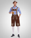 Blaues Oberteil + braune Hose + brauner Hut
