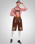 Rosa Oberteil + braune Hose + brauner Hut